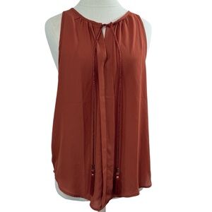 Lily White | Burnt Orange Sleeveless blouse with Tassles